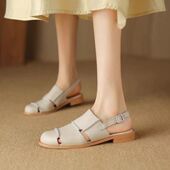 外穿高级感软底复古风罗马鞋 踩屎感粗跟包头凉鞋 女2026年夏季