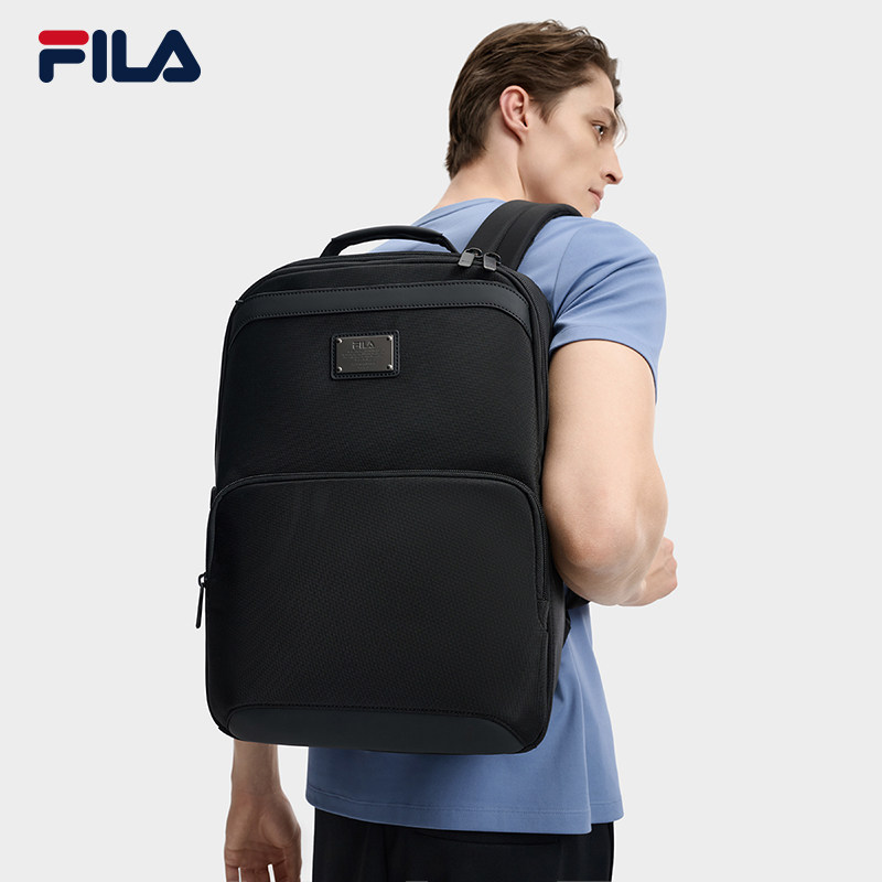 双肩包|FILA 斐乐官方男子背包黑色休闲商务通勤出差包百搭旅游包
