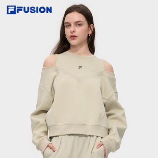 新款 休閑挖肩針織上衣 FUSION斐樂潮牌女子套頭衛衣2025冬季 FILA