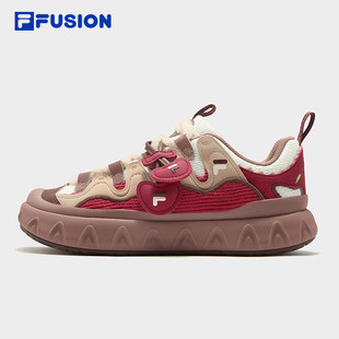PISA 甜筒鞋丨情人节 FILA FUSION斐乐板鞋女鞋新年款红色面包鞋