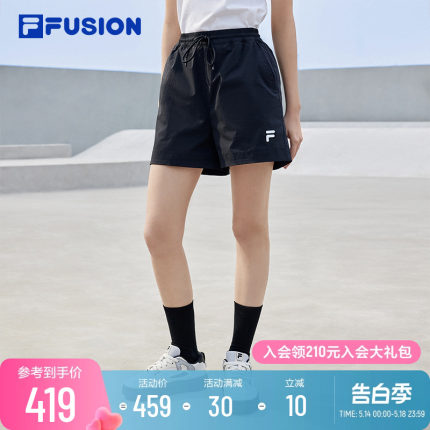 FILA FUSION斐乐潮牌短裤女运动2024夏季新款休闲中裤梭织五分裤