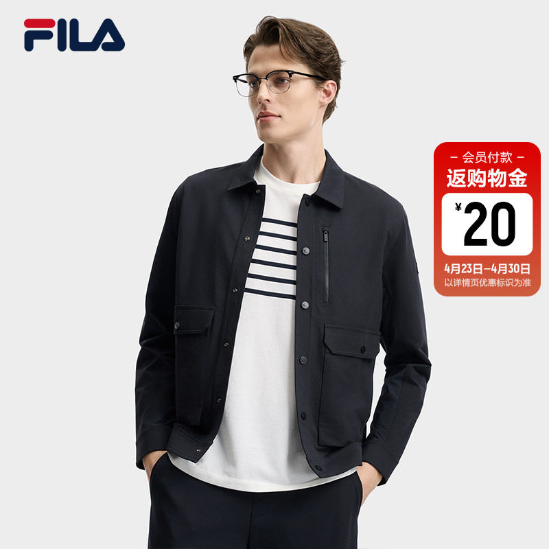 FILA斐乐官方男针织长袖外套2026夏新款工装商务休闲行政夹克上衣