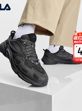 FILA 斐乐官方男鞋BLUR 复古运动鞋黑色鞋子厚底春季休闲鞋老爹鞋