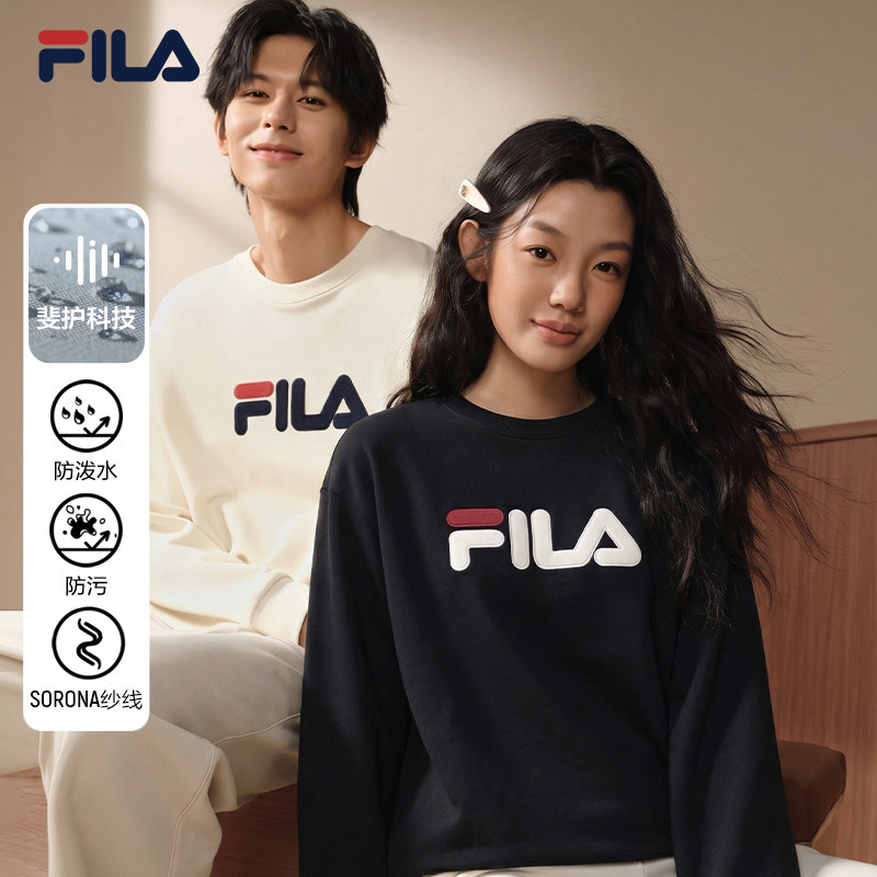 斐乐出彩卫衣丨FILA男女同款卫衣情侣圆领套头衫加绒长袖T恤衣服