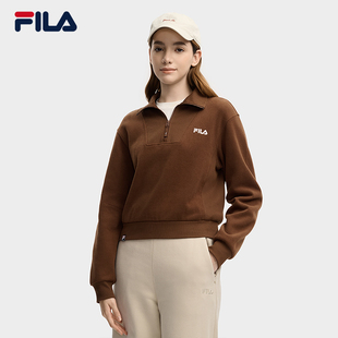 休闲舒适针织长袖 时尚 上衣 斐乐官方女子套头卫衣2025冬新款 FILA