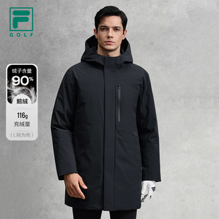 新款 羽绒服2025冬季 高尔夫运动连帽外套 中长款 鹅绒FILA斐乐男士