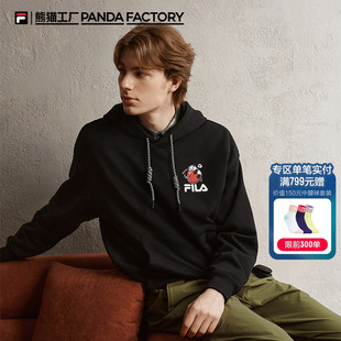 刺绣宽松连帽上衣男 熊猫工厂 FILA斐乐情侣款 卫衣女2025秋季 新款