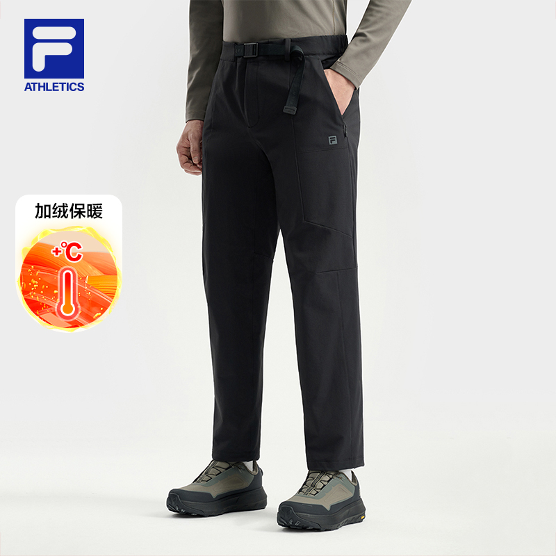 黄景瑜同款FILA斐乐官方男士长裤2025冬季新款户外运动加绒直筒裤