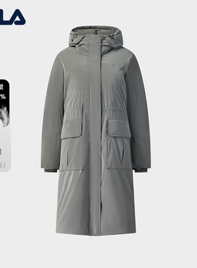 FILA Emerald斐乐女士长款羽绒服2025冬新款休闲舒适连帽保暖外套