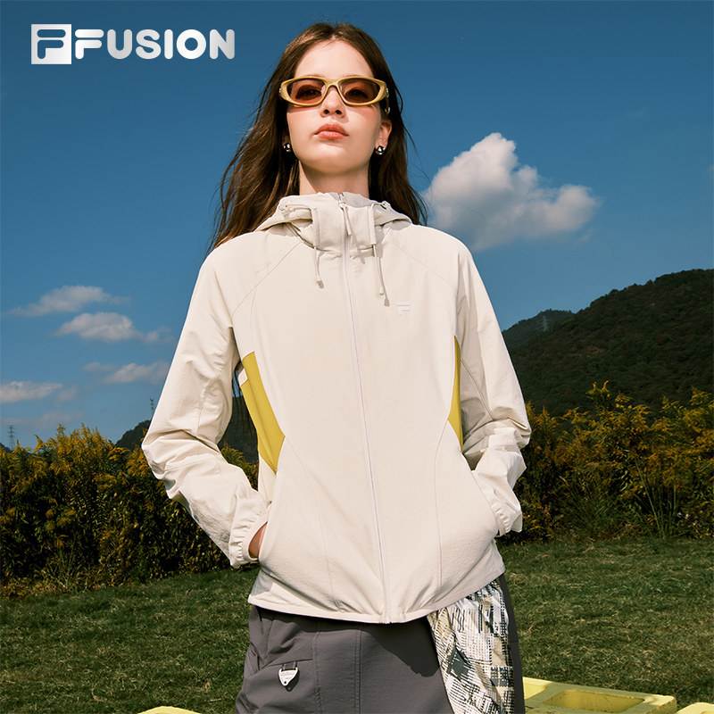FILA FUSION斐乐潮牌梭织外套女2026春新款休闲拼色修