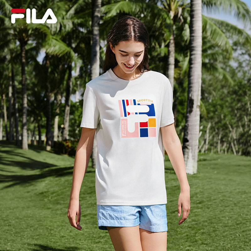 FILA斐乐女款T恤2025夏季新款女士纯棉半袖上衣女短袖衫官方女装