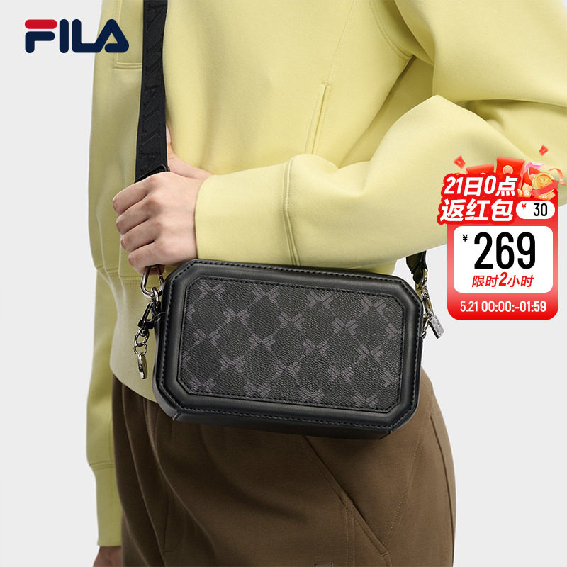 小方包|FILA 斐乐官方女包26春新款时尚单肩包老花满印斜挎方