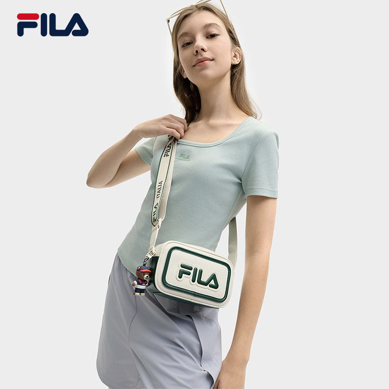 FILA 斐乐官方女包挎包2025夏新款时尚撞色休闲小方包单肩斜挎包
