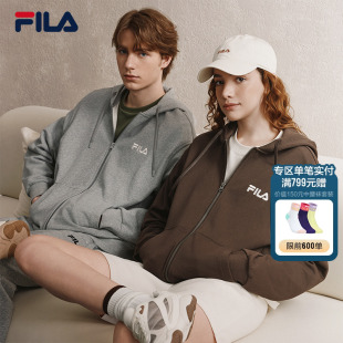 FILA斐樂(lè)外套女2025秋季 男 情侶上衣休閑純棉寬松連帽衛(wèi)衣開(kāi)衫 新款