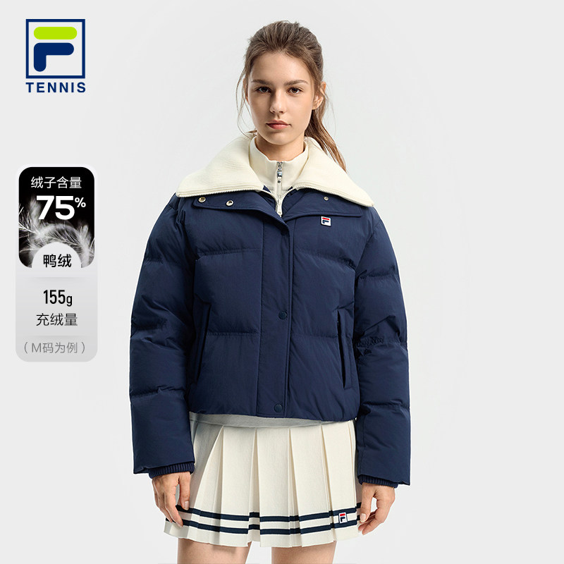 FILA 斐乐官方女士羽绒服2025冬新款网球运动假两件宽松保暖外套