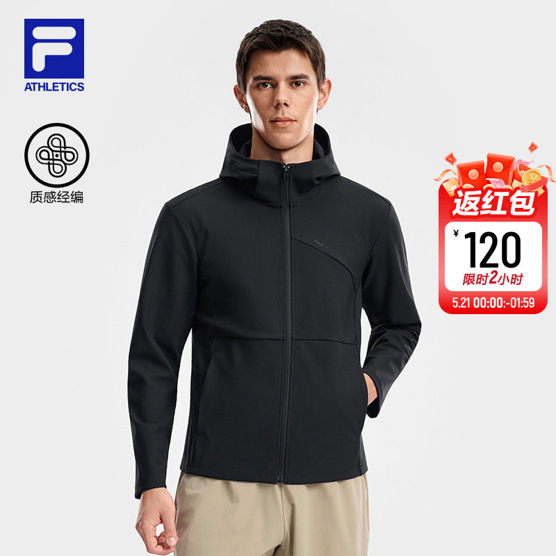 FILA 斐乐官方男士针织连帽外套2026夏新款健身运动薄款基础上衣
