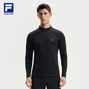健身运动半拉链基础长T 上衣2025冬新款 FILA 斐乐官方男子针织长袖