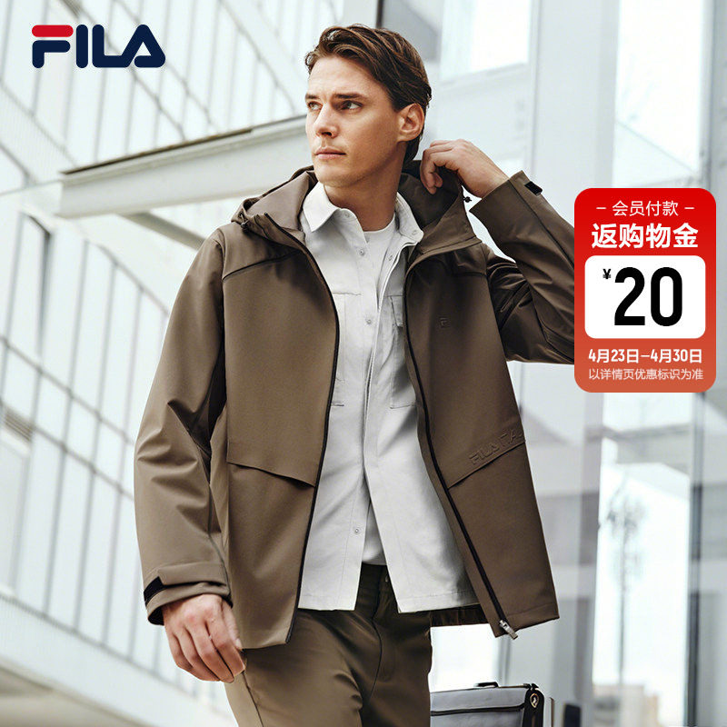 FILA 斐乐官方男士梭织外套2026春新款时尚简约舒适休闲连帽上衣