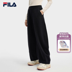 杨幂同款FILA 斐乐官方女士针织长裤2026春季新款宽松休闲弯刀裤