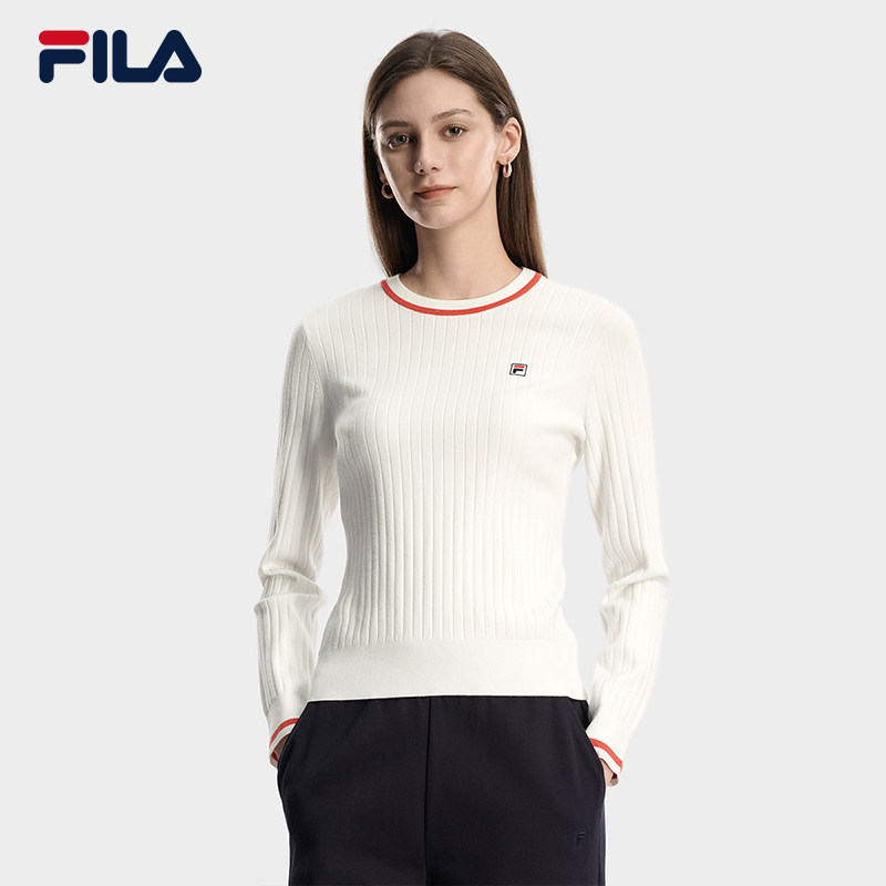 FILA 斐乐官方女子编织衫2026春季新款时尚休闲简约修身套头毛衣,运动服/休闲服装,运动毛衣/线衫,淘宝优惠券,粉丝福利购,淘宝优惠卷