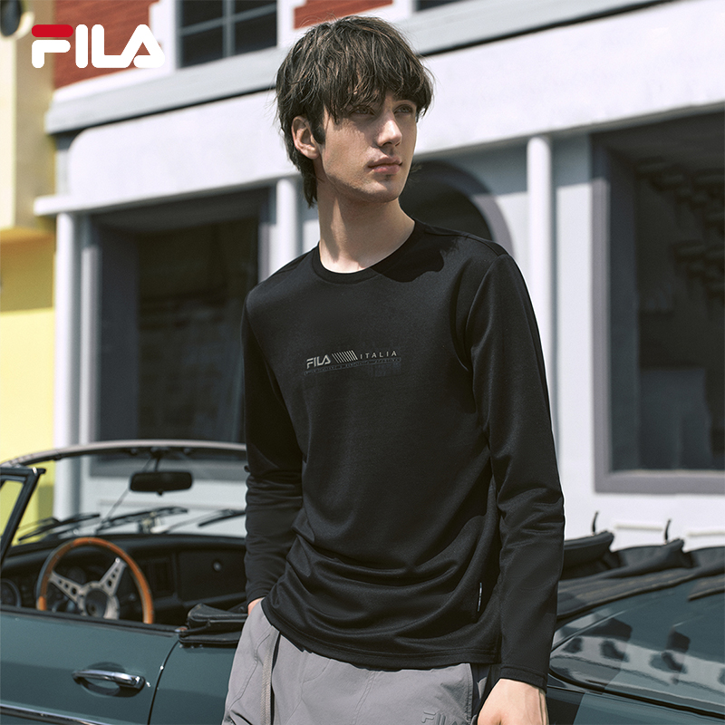 黄景瑜同款FILA 斐乐官方男长袖T恤秋季新款时尚圆领运动长T上衣