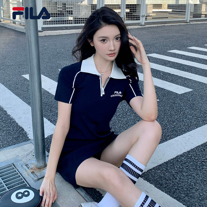 杨幂同款FILA斐乐女连衣裙2026夏季新款官方运动女裙翻领po