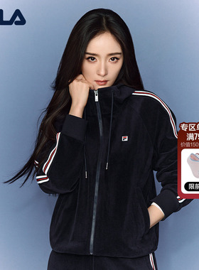 杨幂同款FILA斐乐官方女针织连帽外套26春新简约时尚休闲舒适上衣
