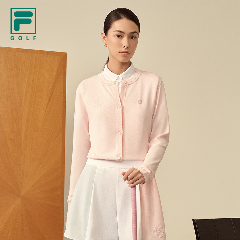 FILA 斐乐官方女士编织外套2026夏季新款高尔夫运动基础开衫毛衣
