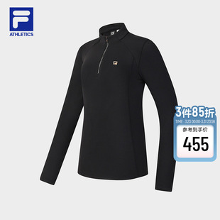 健身运动修身 上衣2026春新款 半拉链长T 斐乐官方女子针织长袖 FILA