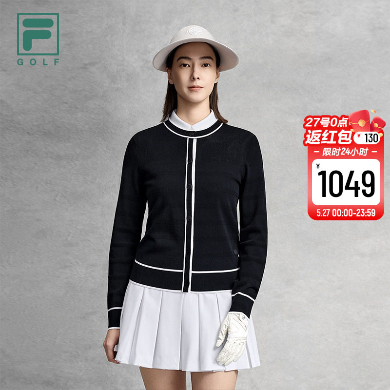 FILA 斐乐官方女士编织外套2026夏季新款高尔夫运动基础开衫