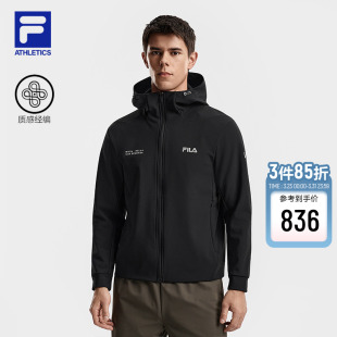 健身运动舒适黑色上衣 针织连帽外套2026春新款 FILA 斐乐官方男士