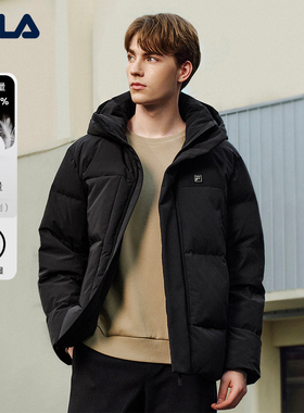 90鹅绒高蓬740+FILA斐乐羽绒服男2025冬新款可拆卸帽商务防水外套