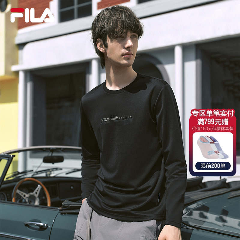 黄景瑜同款FILA 斐乐官方男长袖T恤秋季新款时尚圆领运动长T上衣