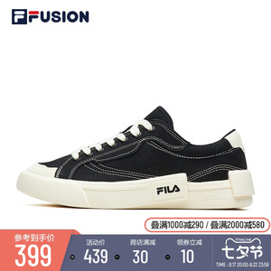 FILA FUSION斐乐POP潮牌帆布鞋男女2023春季新款运动休闲板鞋黑色