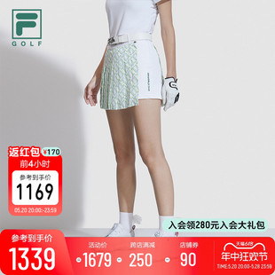 FILA 新款 2024夏季 斐乐官方女士裙裤 高尔夫运动基础半身裙百褶裙