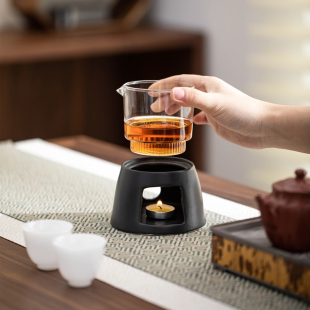 茶馆会所家用蜡烛温茶器套装 创意陶瓷温茶炉玻璃温茶杯温酒杯套装