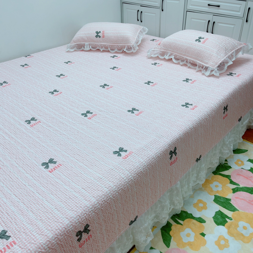 2025支持定制纯棉榻榻米三四件套大蕾丝花边单件纯棉夹棉大炕盖