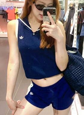 阿迪达斯女装2026新款度假风复古背心针织无袖POLO衫 KX0746 0744