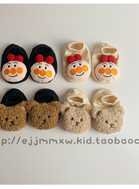 婴儿袜子春秋薄款宝宝可爱面包超人0-1岁新生儿短袜防滑地板BB袜