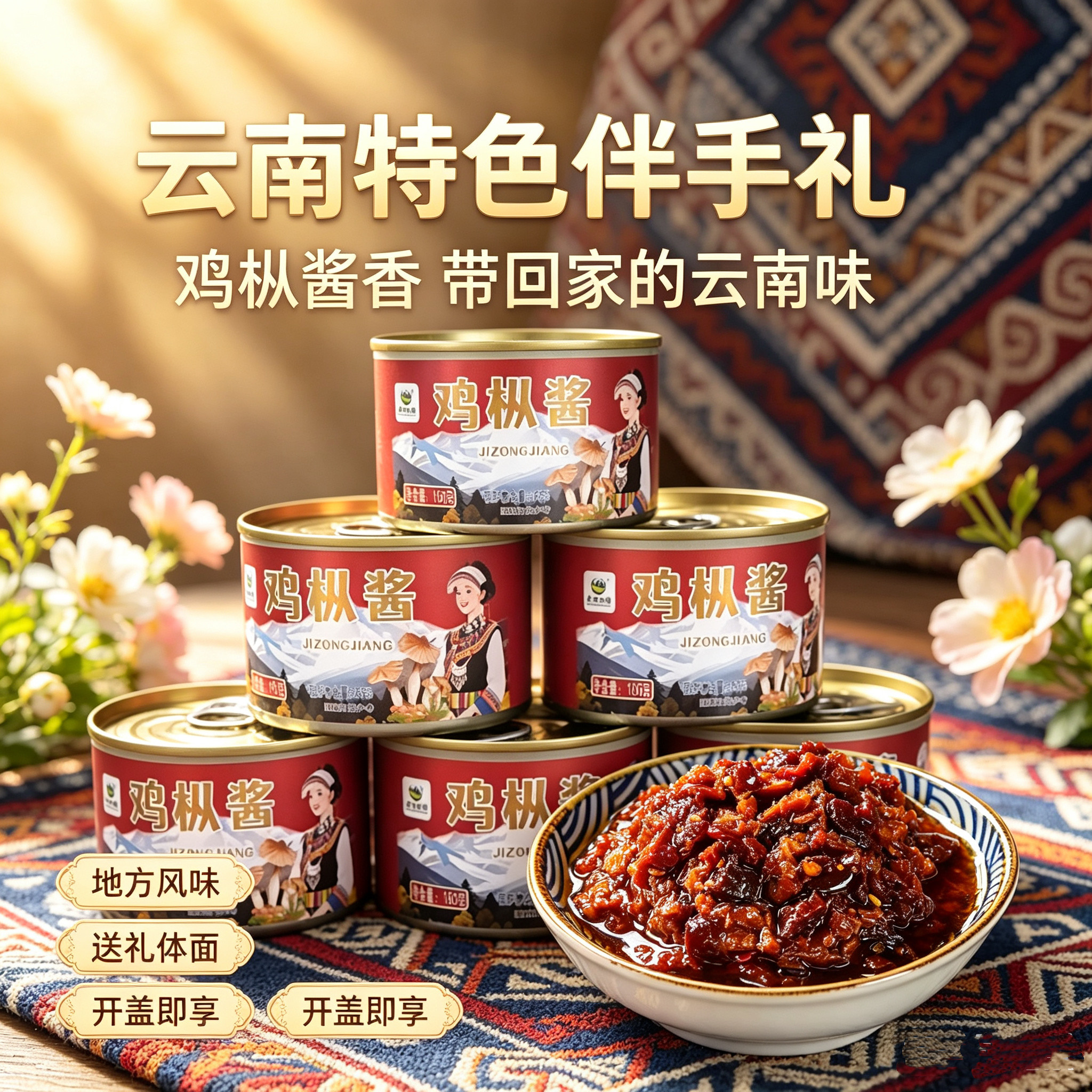 10罐大营牧场鸡枞酱香辣牛肉酱旅游景区同款送礼批发云南特产即食