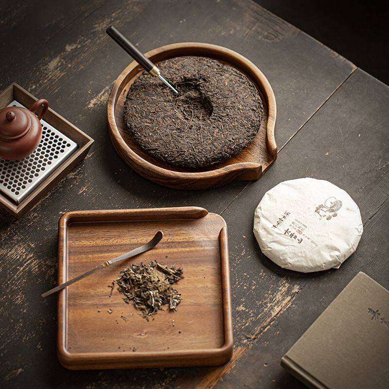 胡桃木普洱茶饼撬茶盘实木分茶盘挑茶选茶盘开茶收纳盘茶道配件