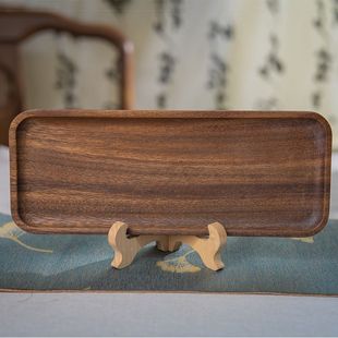 果盘家用干泡盘长方形托盘点心盘咖啡碟家用收纳盘 胡桃木实木日式