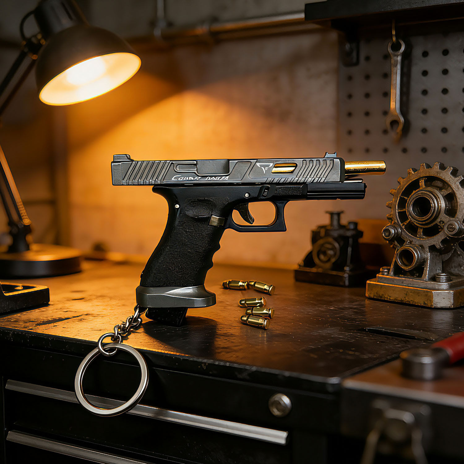 仿真1:3格洛克G34拆卸抛壳金属玩具模型战术风格迷你枪钥匙扣挂件