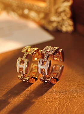 高级感H字母食指开口可调节2024年爆款小众设计戒指指环女