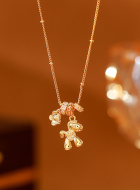 【马上有钱花】小马吊坠项链女时尚复古小众设计百搭锁骨链高级感