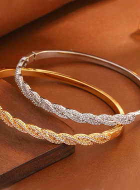 铜材质开合手镯小众设计感开合手镯轻奢气质手饰欧美饰品时尚手环