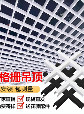 铁铝格栅网格吊顶天花板简易葡萄架吊顶装饰黑白方格吊顶材料自装