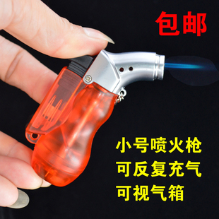 银星小喷火枪打火机充气创意葫芦型手握式直冲蓝火焰点火器透明箱