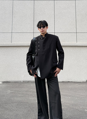 IDDB 小众设计中式纽扣廓形垫肩西服外套男士 秋夹克上衣百搭潮流