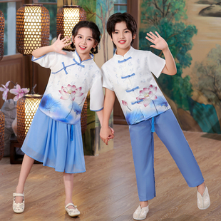 六一儿童合唱演出服中国风幼儿园毕业服汉服诗歌朗诵舞台表演服装